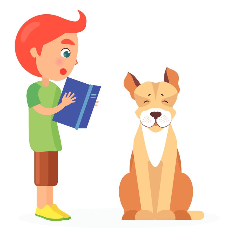 dog reading clipart